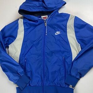 Vintage Gray Tag Nike Royal Blue and Light Gray Hooded Windbreaker Jacket